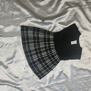 Tahari Black and White Checkered Skater Skirt